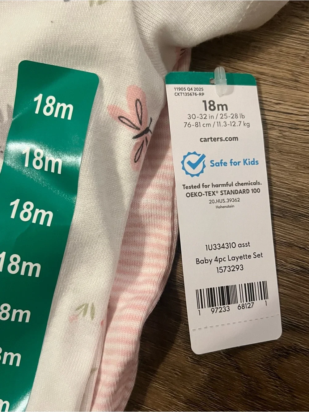 NEW NWT Carter’s Toddler Girls 4-Piece Outfit Set Pink Bunnies Stripes Size 18M - Picture 6 of 8